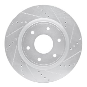 Infiniti QX56 Brake Rotor (1) - Front Right - R1 Concepts - Drilled & Slotted - Silver - `05-`07